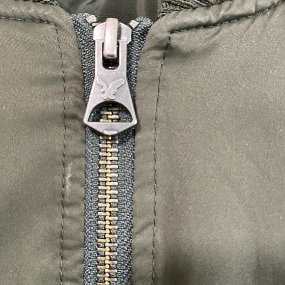 American Eagle Olive Green Bomber Jacket Unisex XS - Picture 4 of 14